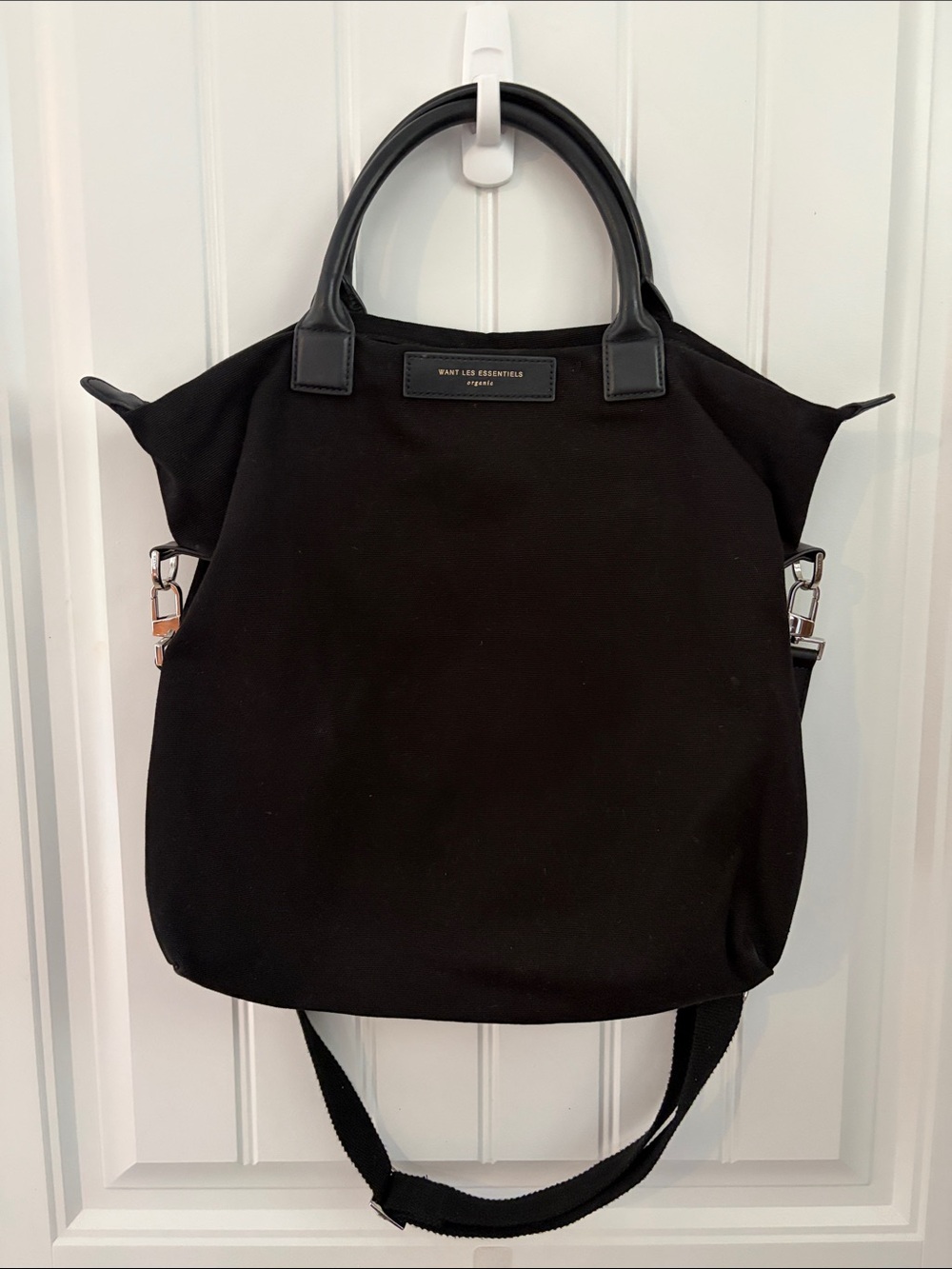 WANT LESS Essentiels- O'hare Leather-Trimmed Organic Cotton-Canvas Tote Bag